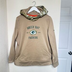 NFL Green Bay Packers Tan Hoodie with Camo Hood